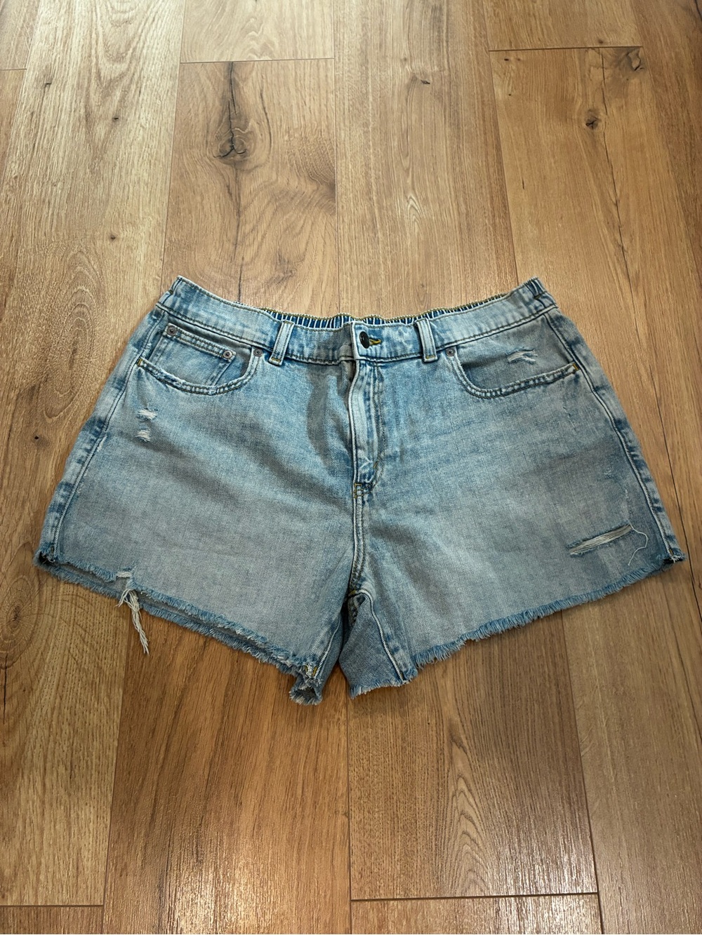 aerie Light Blue Distressed Denim Cutoff Shorts